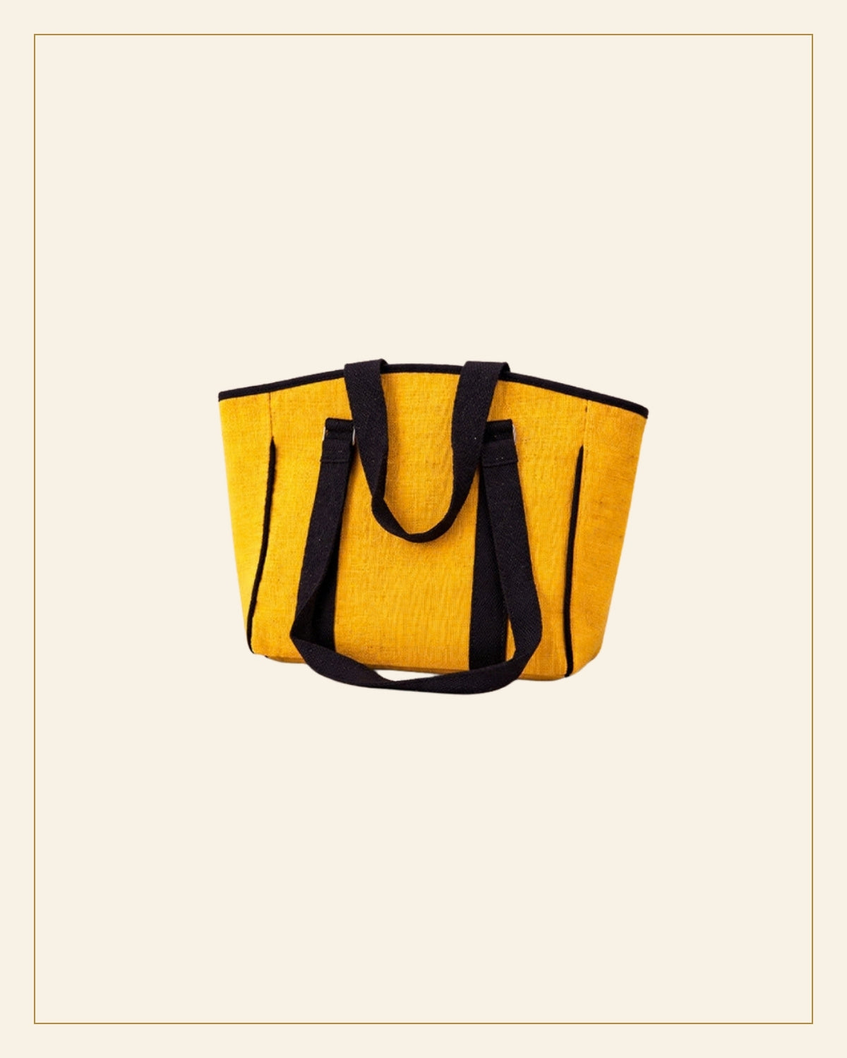 Handcrafted Natural Jute Handbag – Yellow Panel — Saptadhārā