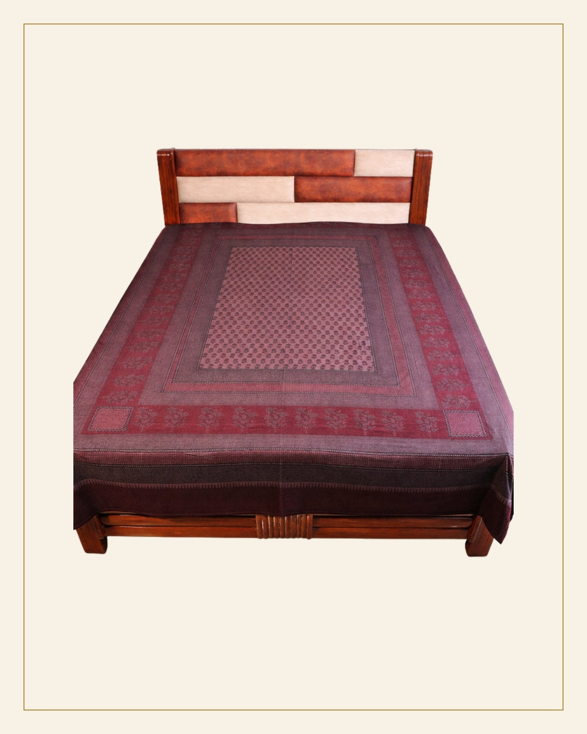 Hand Block Printed Bagh Cotton Double Bed Sheet — Saptadhārā