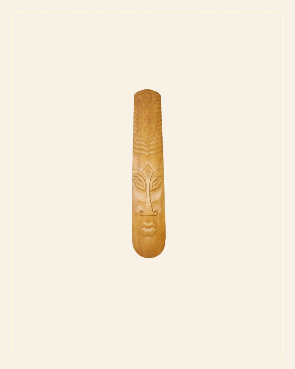 Large Hand-Carved Solid Teak Wood Tribal Face Mask Wall Hanging — Saptadhārā