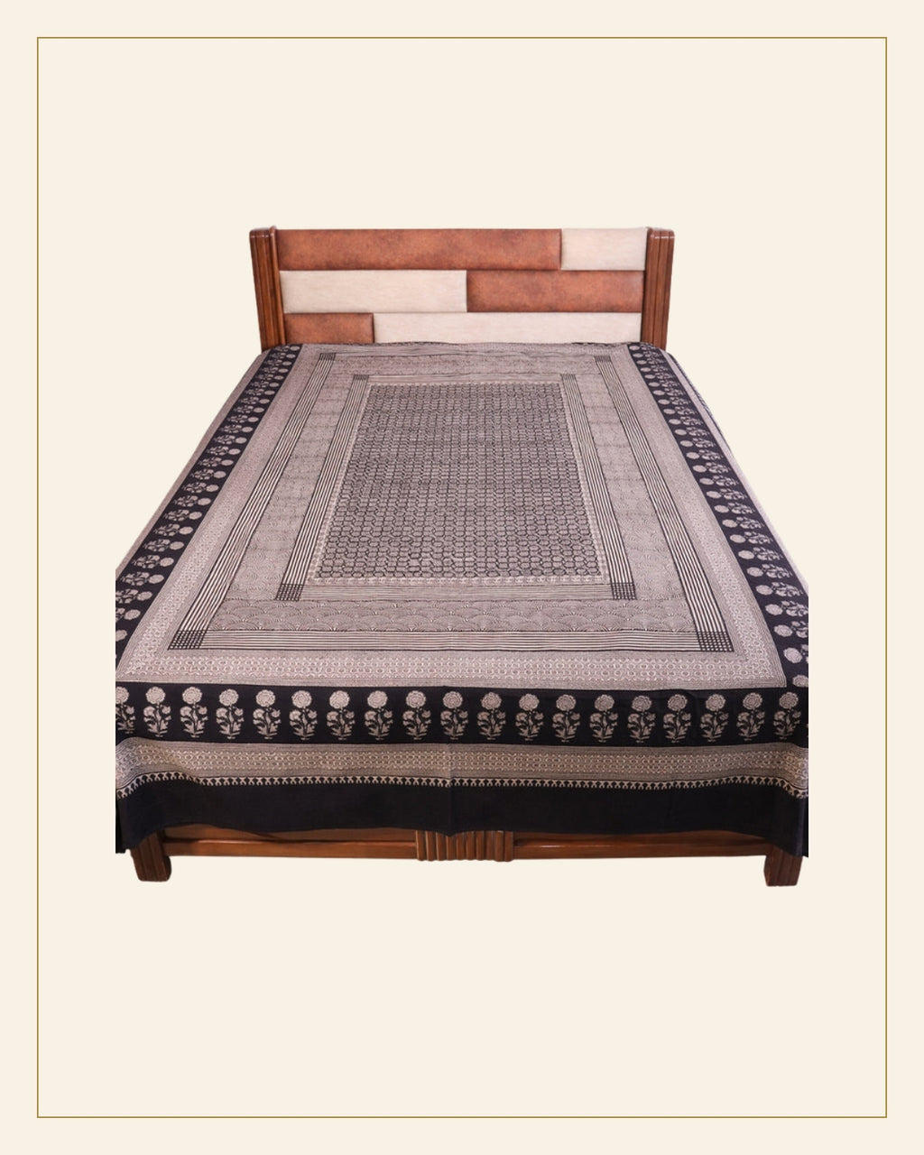 Hand Block Printed Bagh Cotton Double Bed Sheet — Saptadhārā