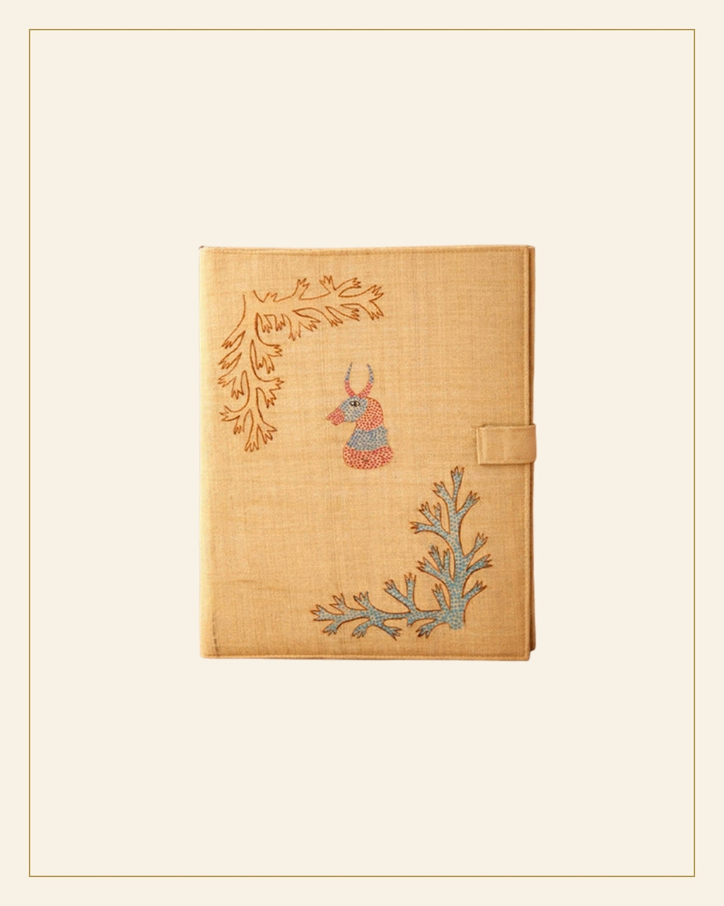 Handcrafted Traditional Gond Art Fabric File Folder –  Horse Design — Saptadhārā
