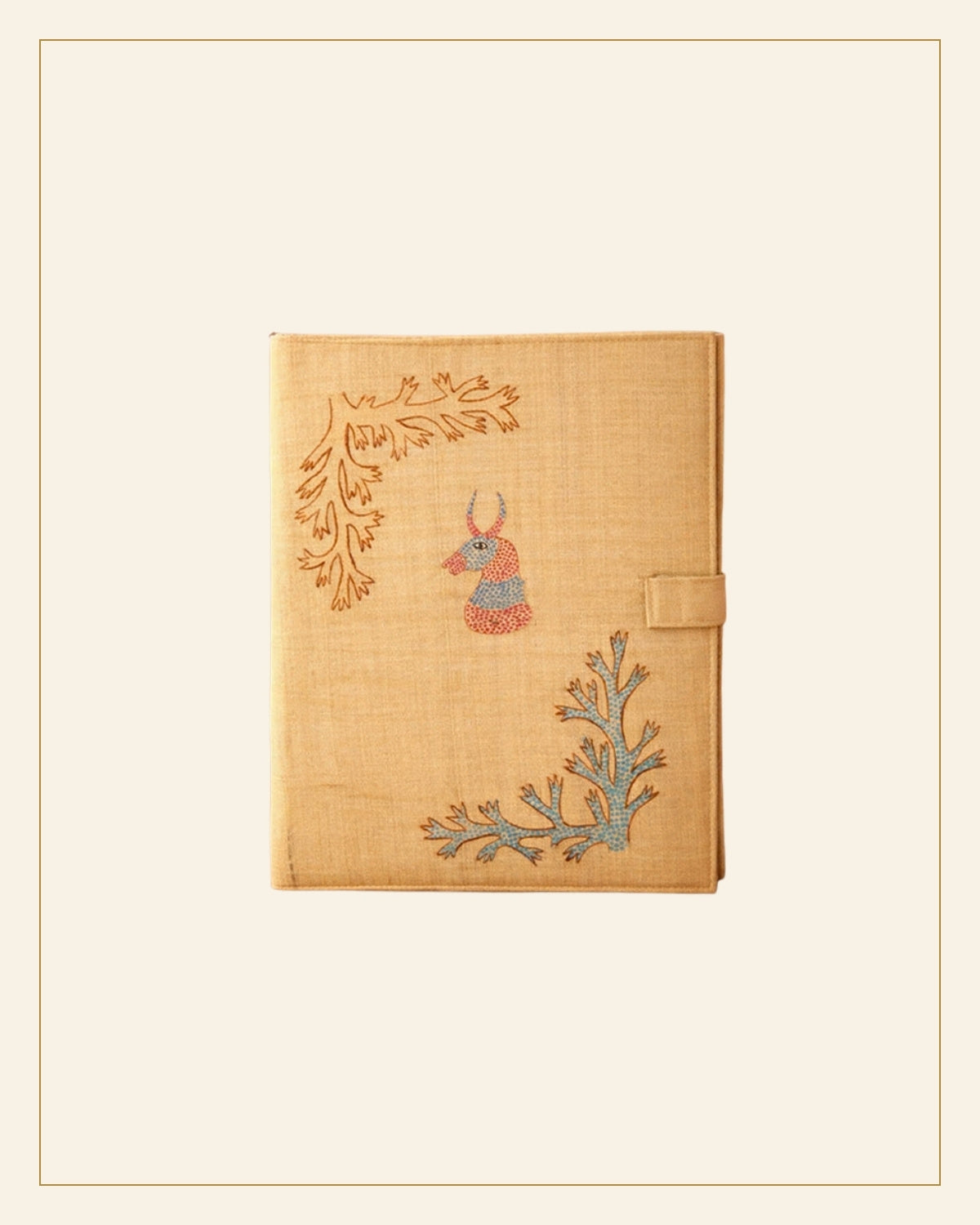 Handcrafted Traditional Gond Art Fabric File Folder –  Horse Design — Saptadhārā