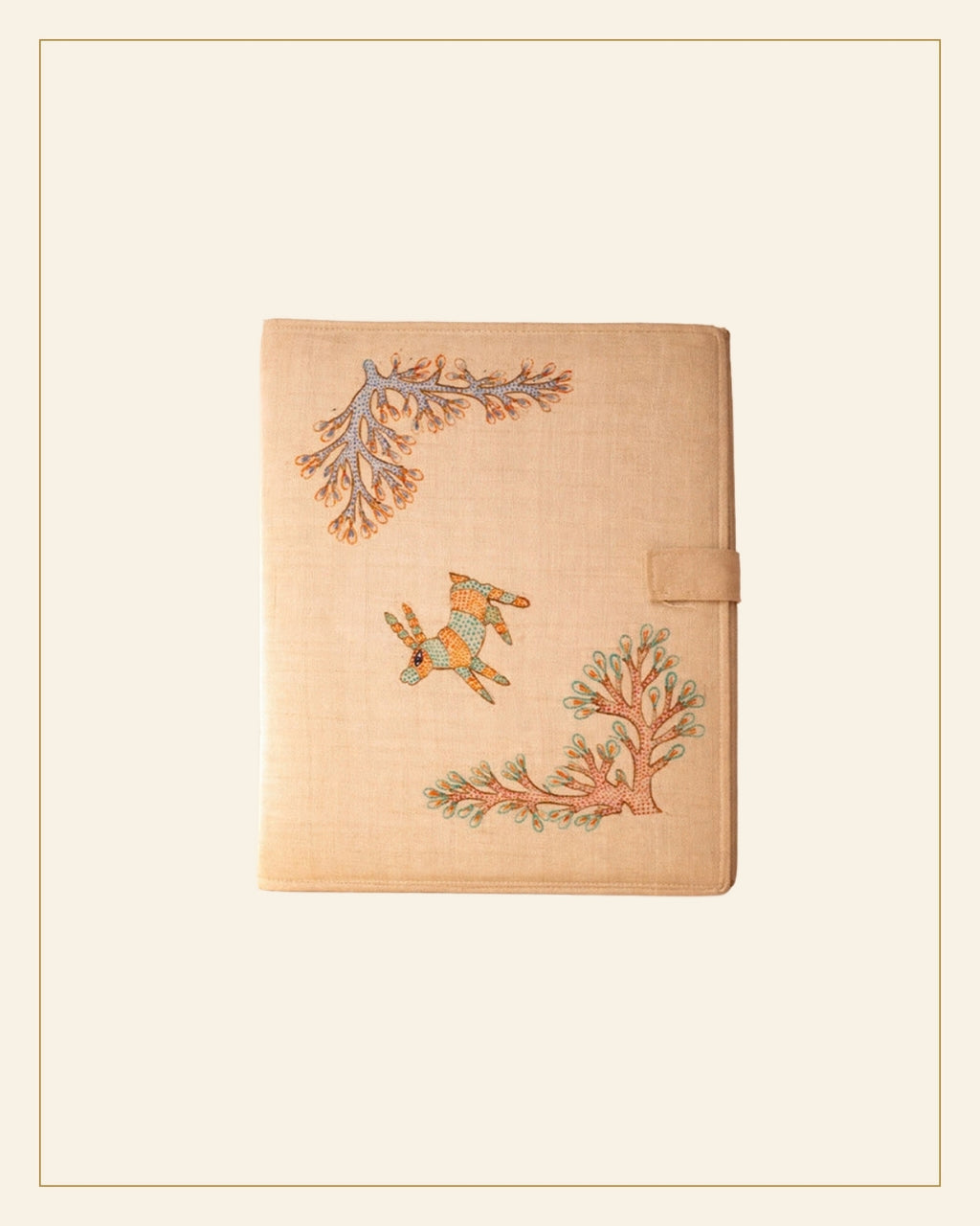Handcrafted Gond Folk Art Fabric File Folder — Saptadhārā