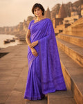 Styled image: model wearing the Handcrafted Batik Print Cotton Saree with Blouse Piece