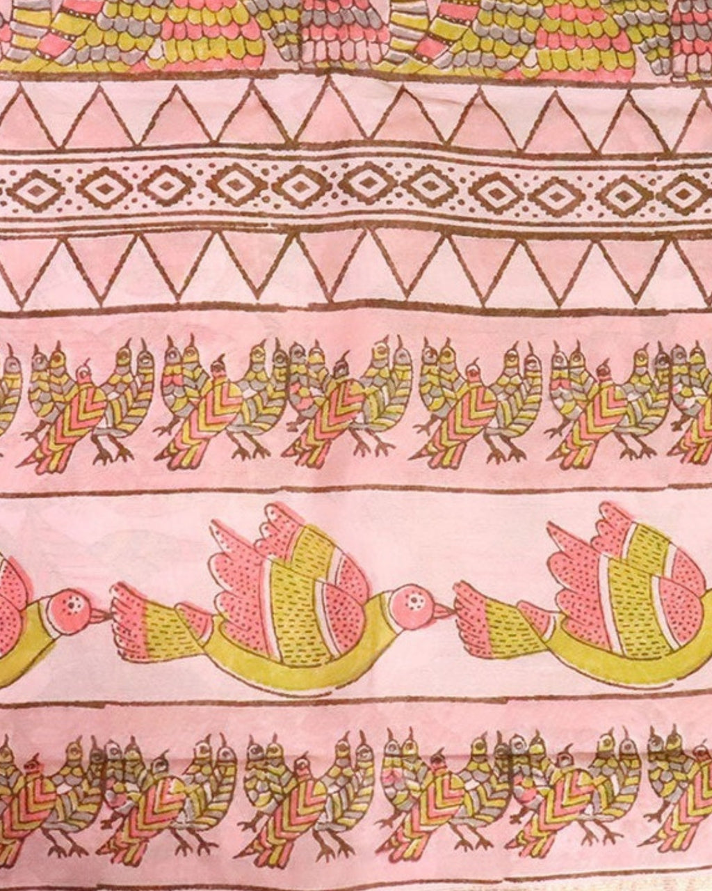 Gulabi Gond Art Saree with Gond Motifs — actual fabric