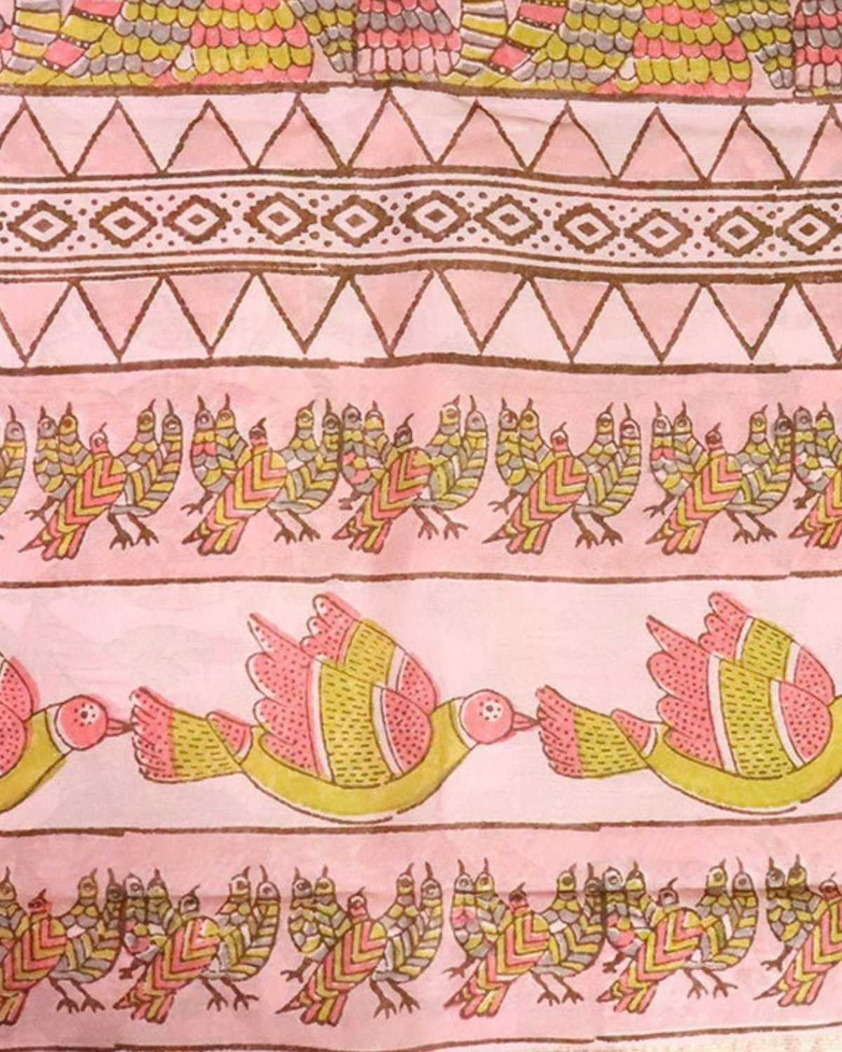 Gulabi Gond Art Saree with Gond Motifs — actual fabric