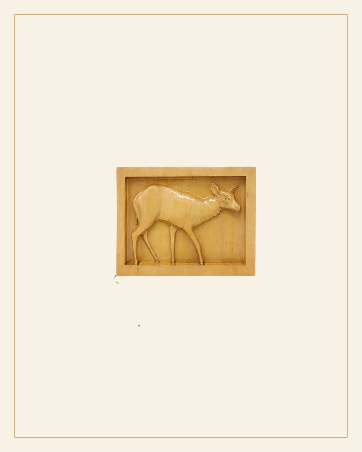Hand-Carved Wooden Deer  Frame Wall Hanging ( small size  ) — Saptadhārā