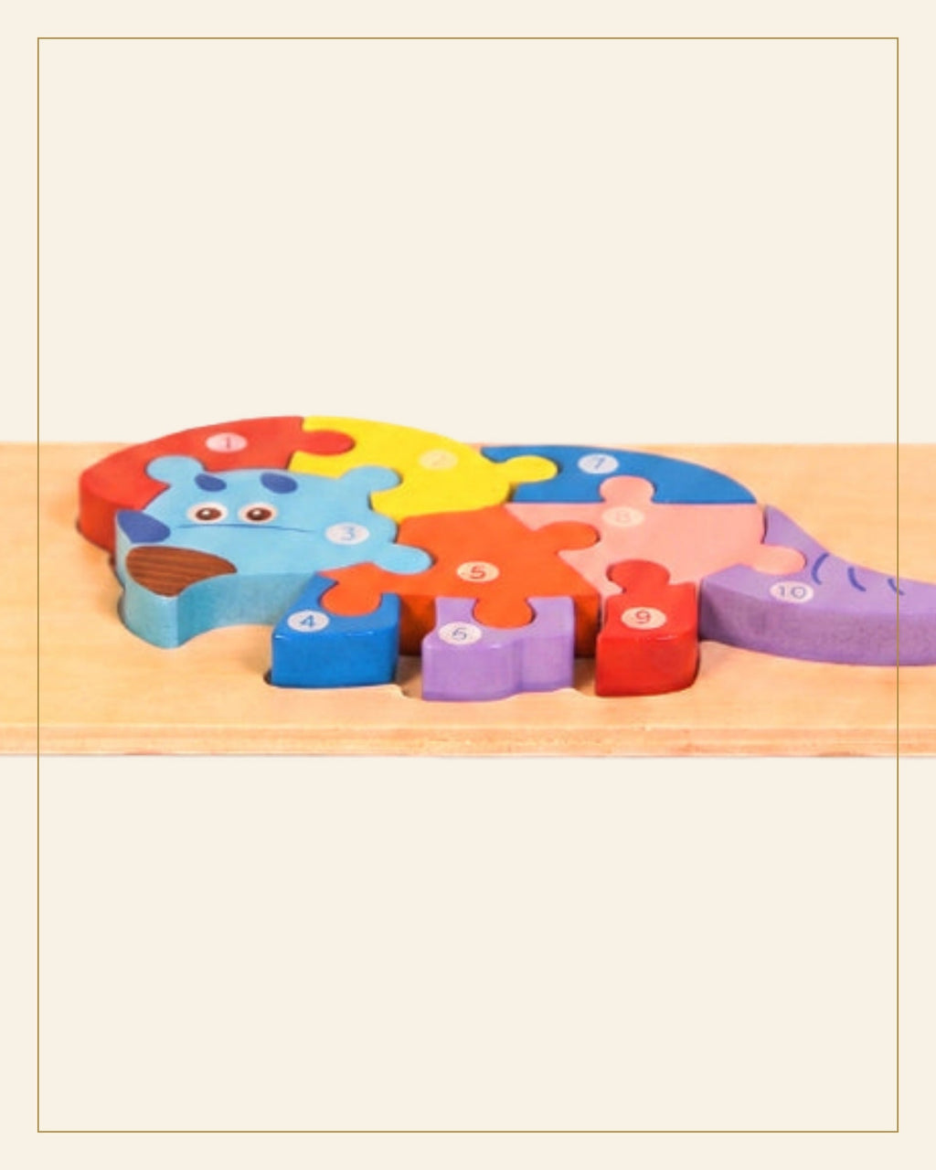 Sheesham Wooden Dinosaur Puzzle Toy · Budhni Lacquerware — Saptadhārā detail