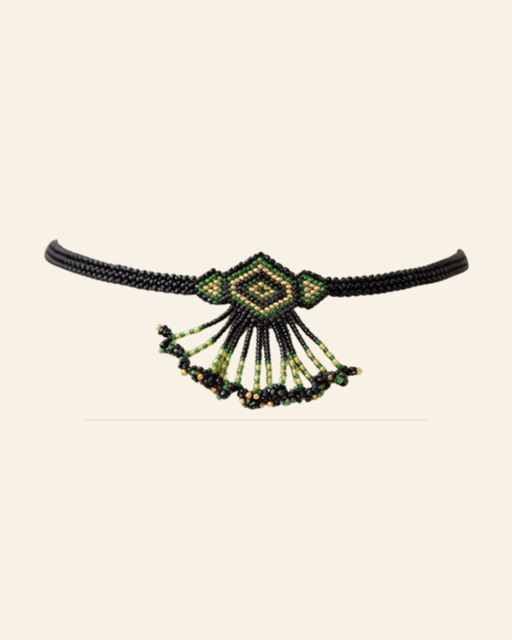 Handcrafted Geometric Beaded Choker Necklace Set with Earrings — Saptadhārā studio