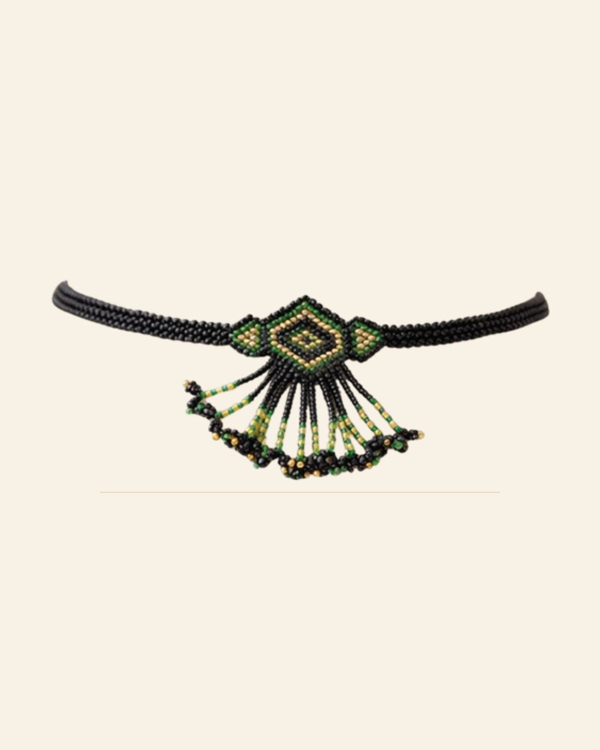 Handcrafted Geometric Beaded Choker Necklace Set with Earrings — Saptadhārā studio