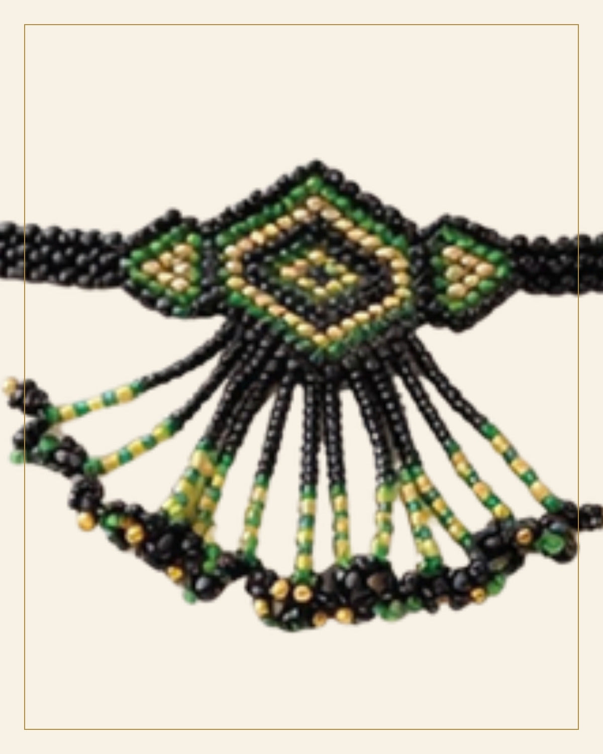 Handcrafted Geometric Beaded Choker Necklace Set with Earrings — Saptadhārā detail