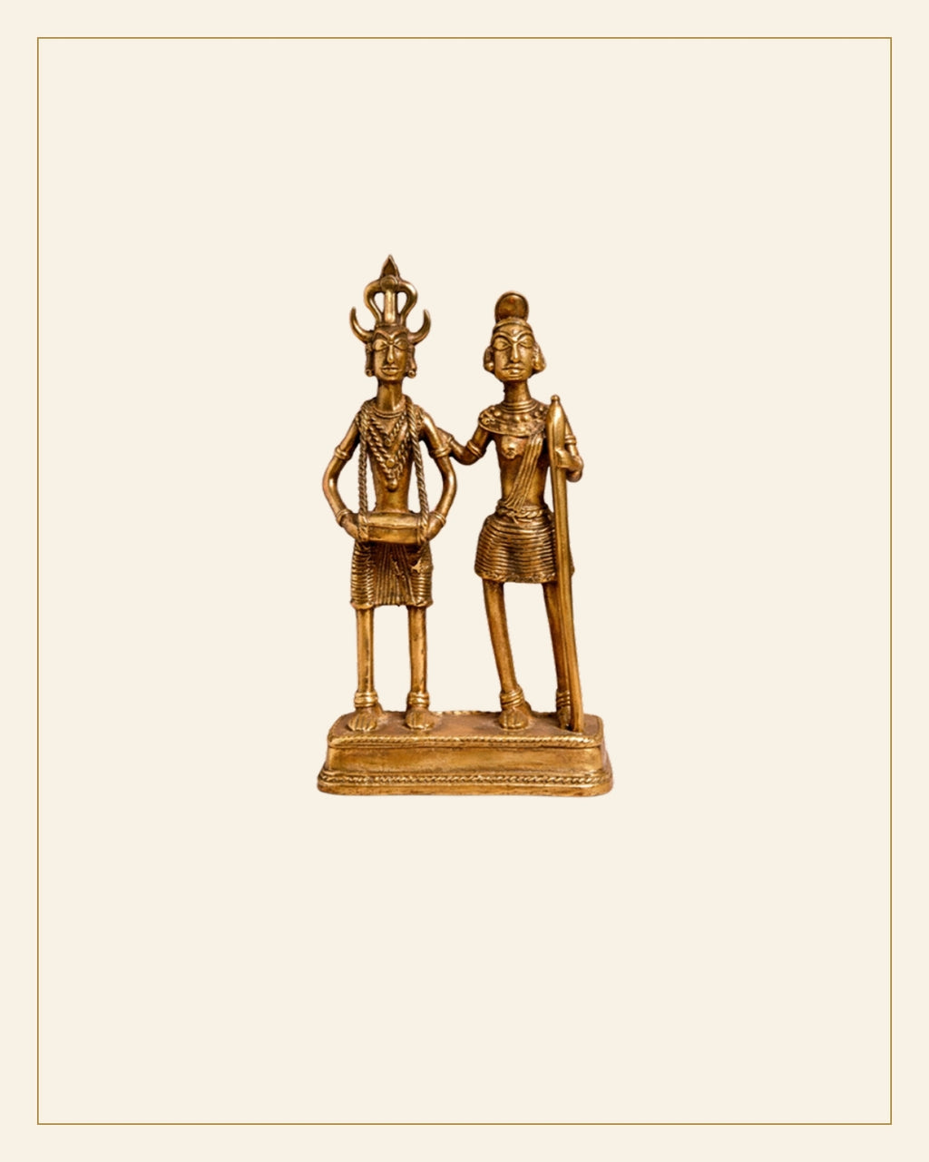 Handcrafted Brass Tribal Folk Dance Couple Showpiece – Traditional Bhareva  Bell Metal Art — Saptadhārā
