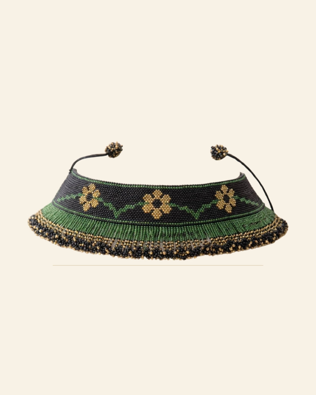 Handcrafted Beaded Choker Necklace Set with Earrings — Saptadhārā studio