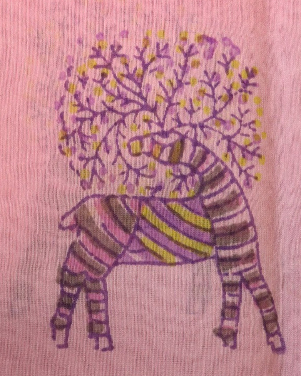 Jamuni Gond Art Saree with Gond Motifs — actual fabric