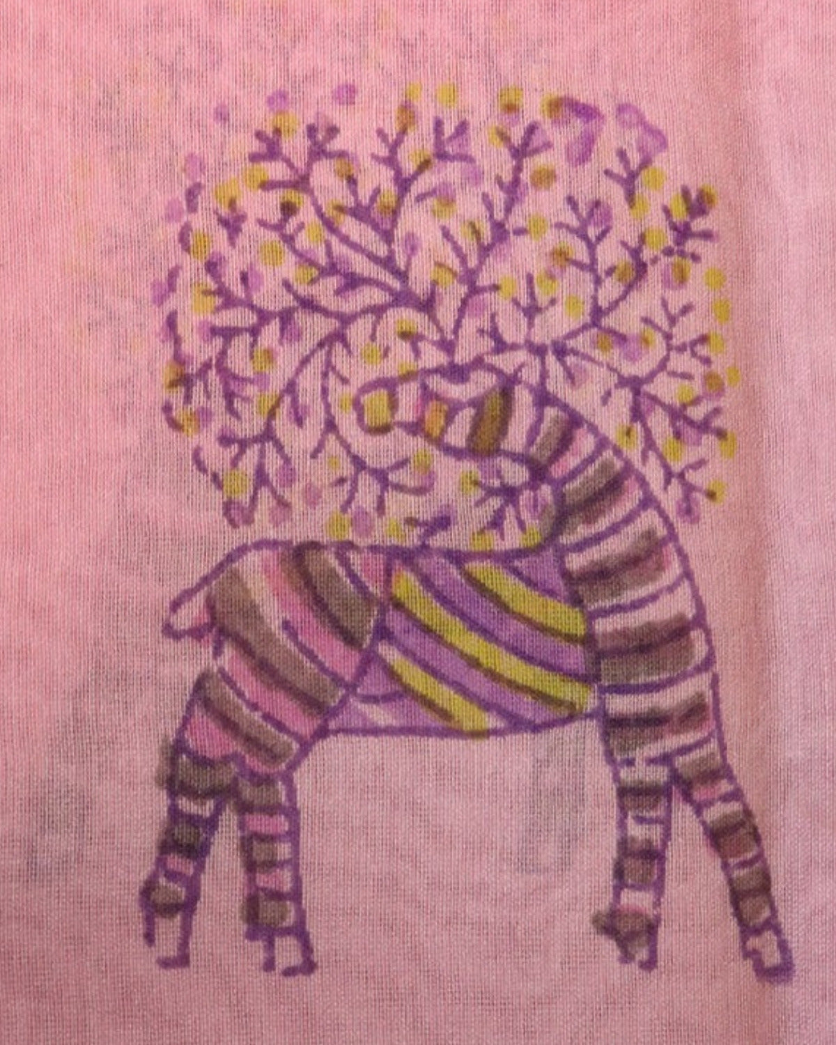 Jamuni Gond Art Saree with Gond Motifs — actual fabric
