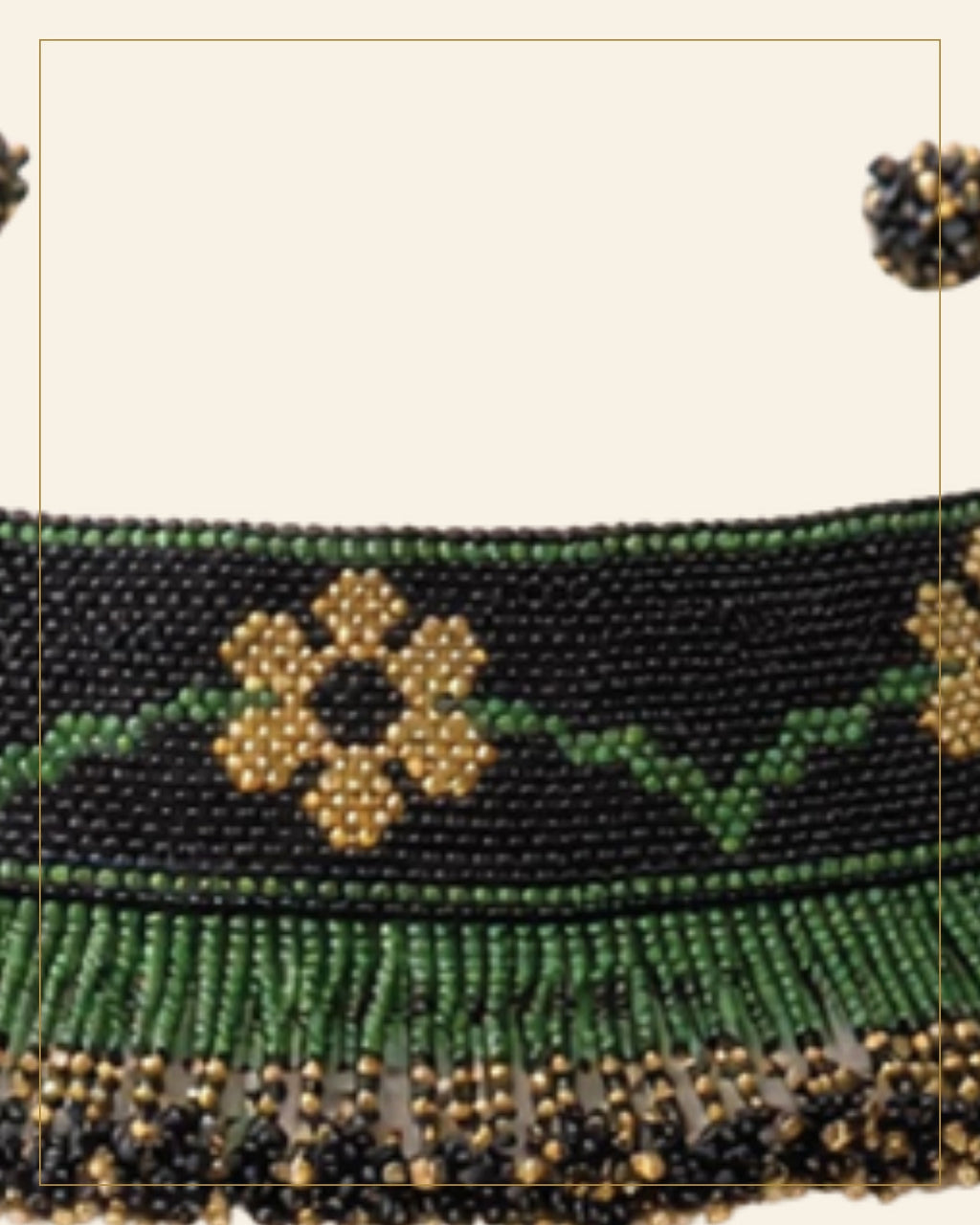 Handcrafted Beaded Choker Necklace Set with Earrings — Saptadhārā detail