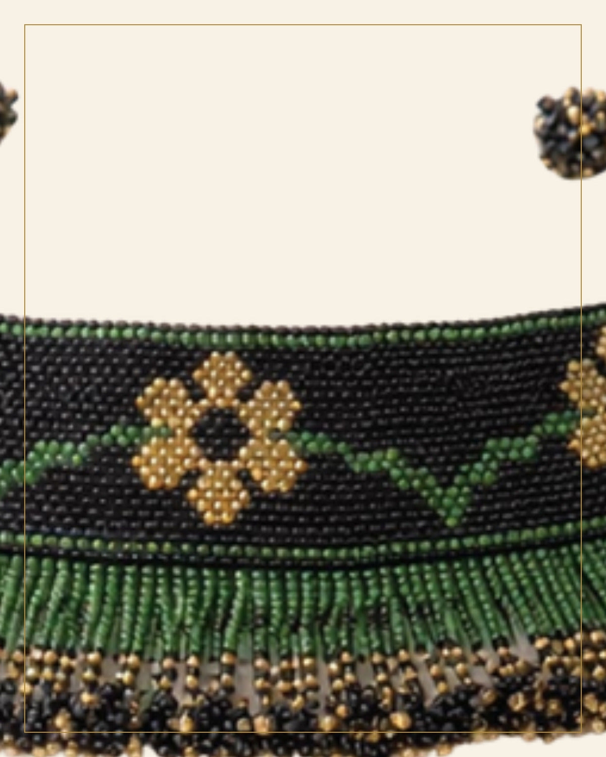 Handcrafted Beaded Choker Necklace Set with Earrings — Saptadhārā detail