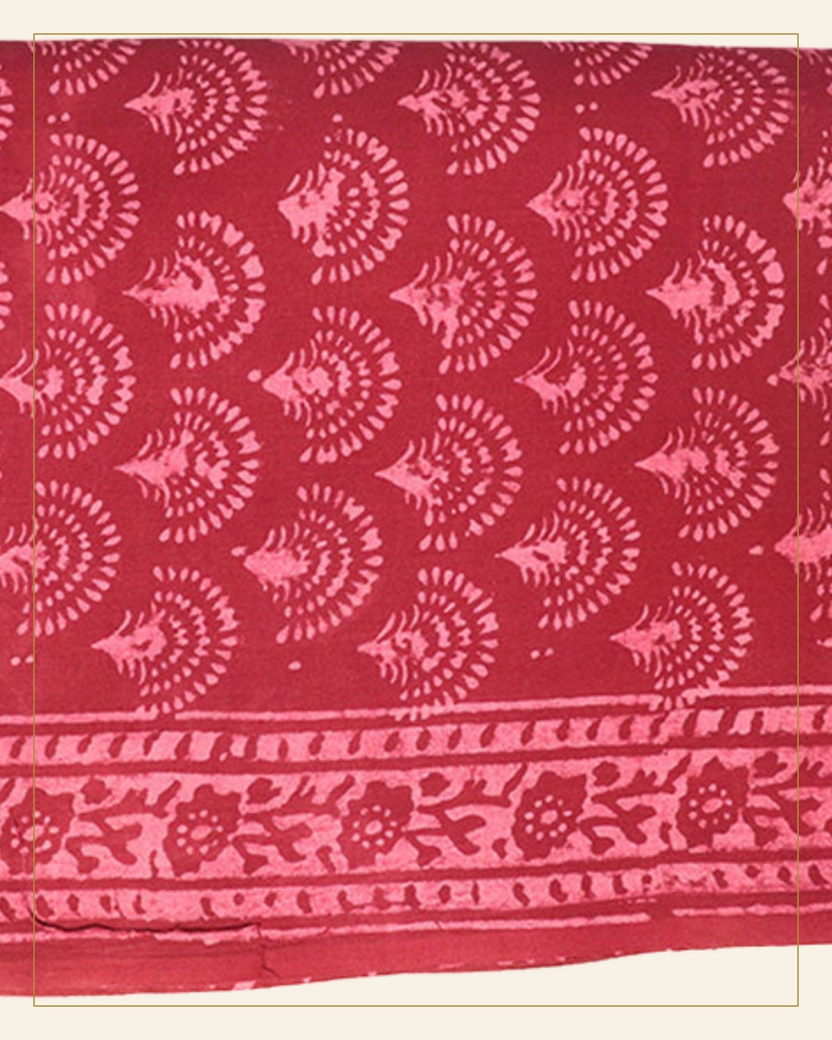 Gulabi Dabu Print Cotton Dress Material — Saptadhārā detail