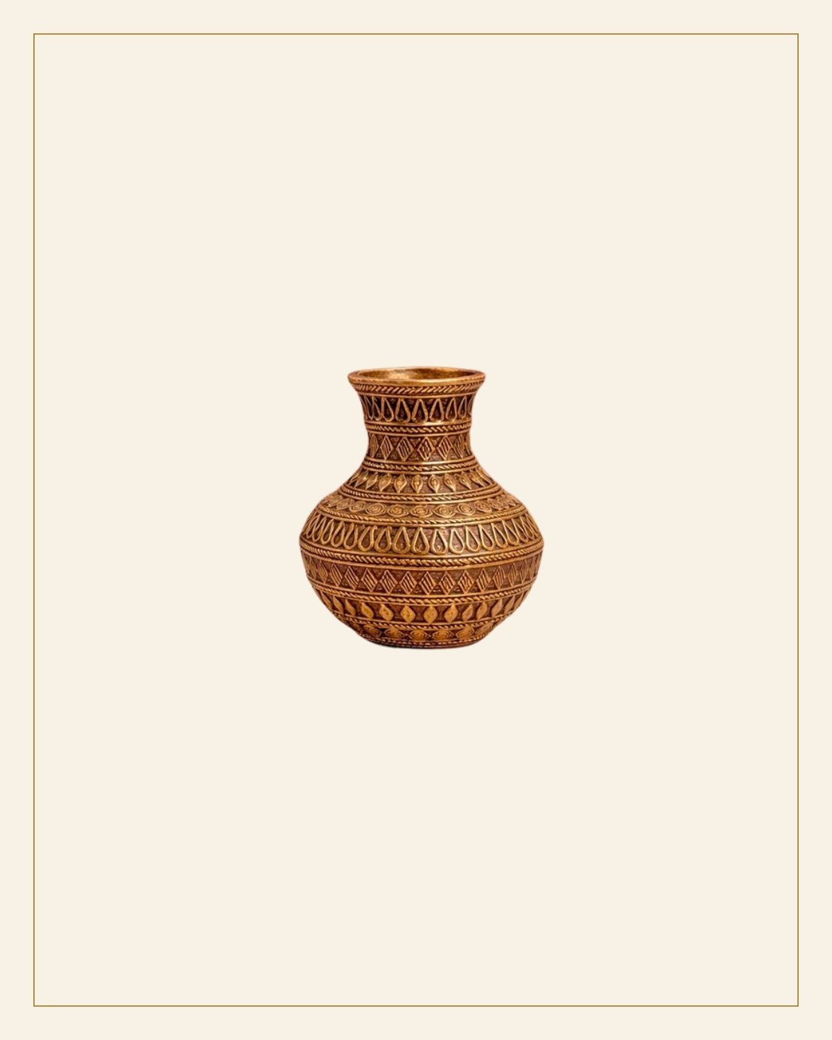 Handcrafted Bhareva Art Bell Metal Vase – Traditional Tribal Metal Craft — Saptadhārā