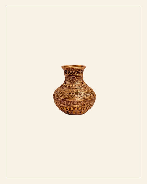 Handcrafted Bhareva Art Bell Metal Vase – Traditional Tribal Metal Craft — Saptadhārā