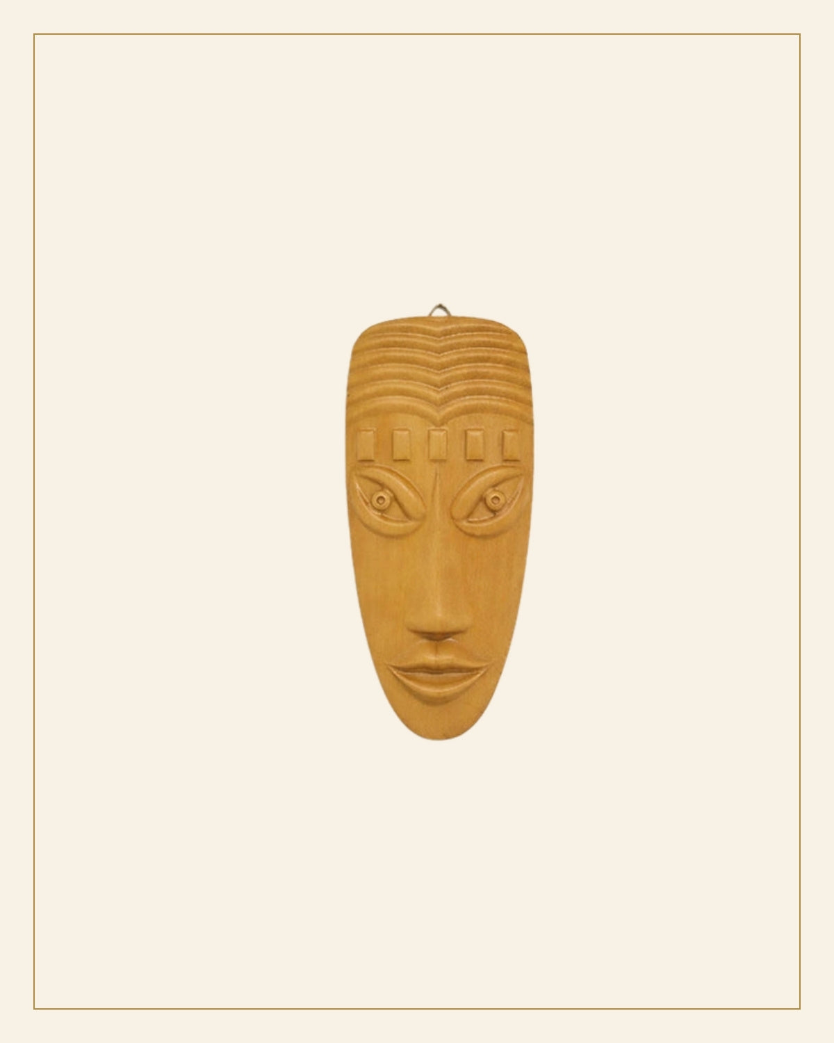 Hand-Carved Solid Teak Wood Tribal Face Mask Wall Hanging (Small Size) — Saptadhārā