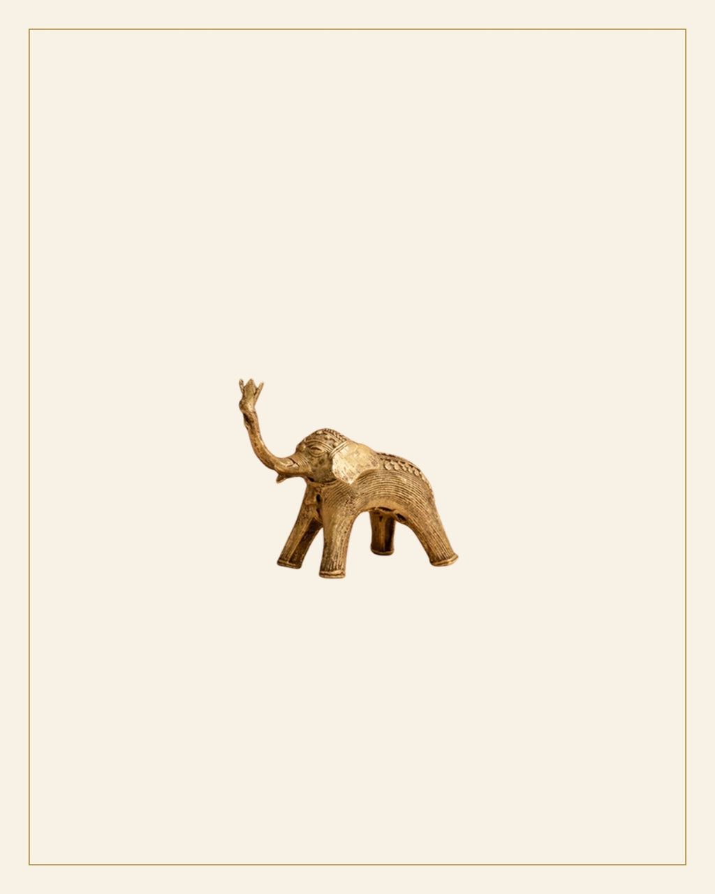 Handcrafted Brass Elephant with Lotus – Small | Tribal Bhareva Craft Showpiece — Saptadhārā