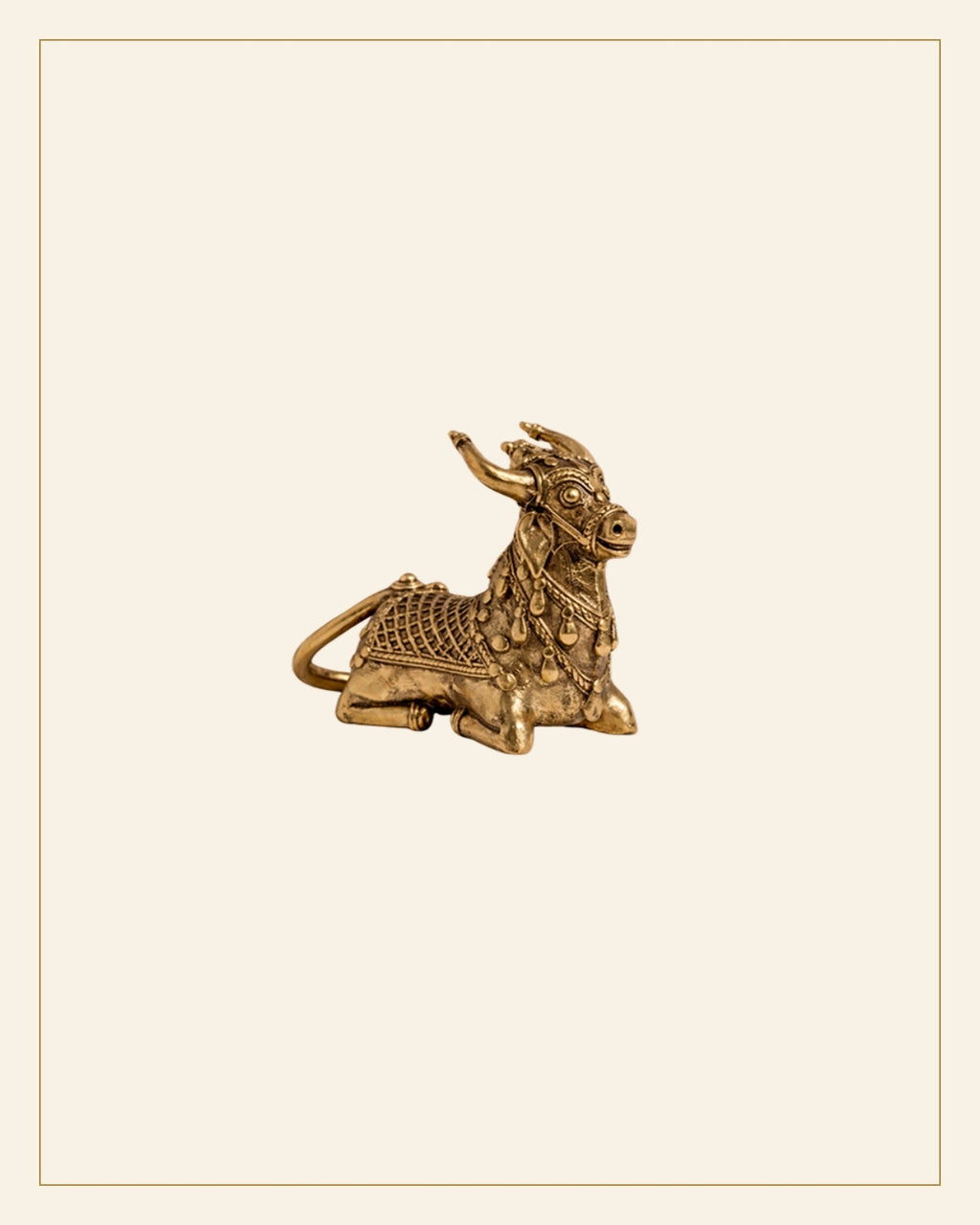 Handcrafted Bhareva Brass Nandi Showpiece — Saptadhārā