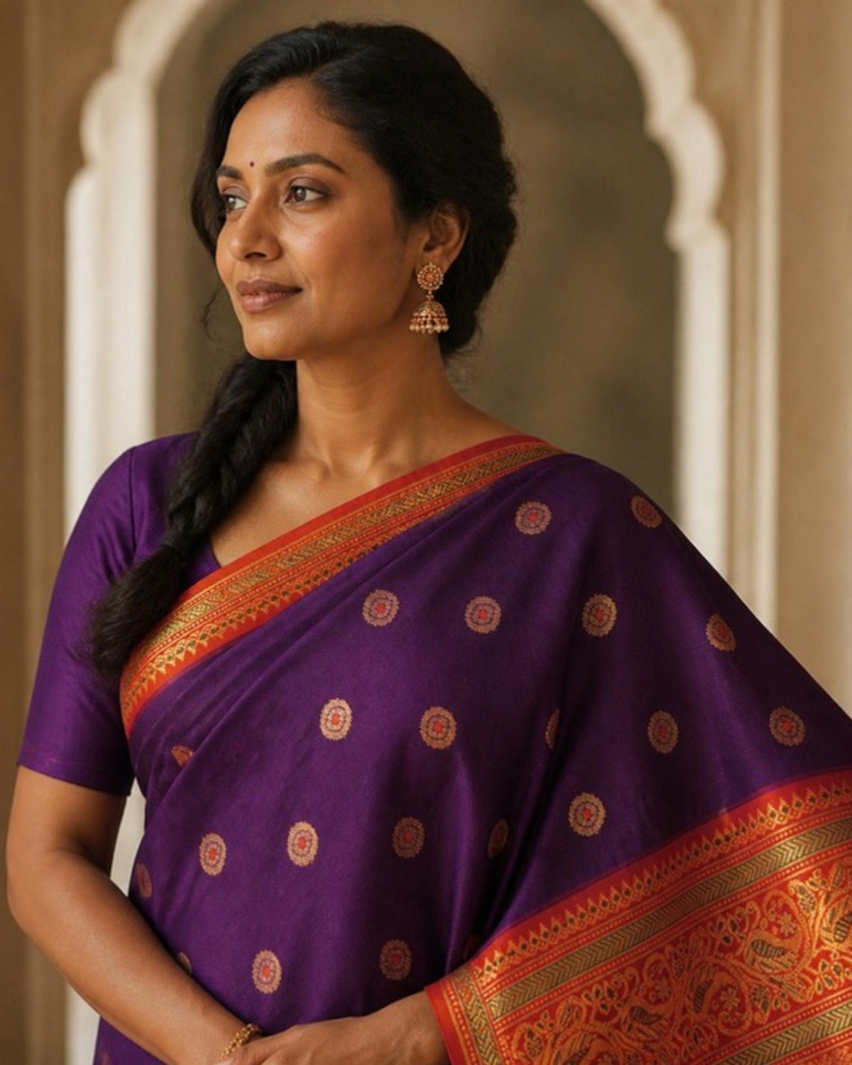 Styled image: Neel Chanderi Silk Saree, pallu view