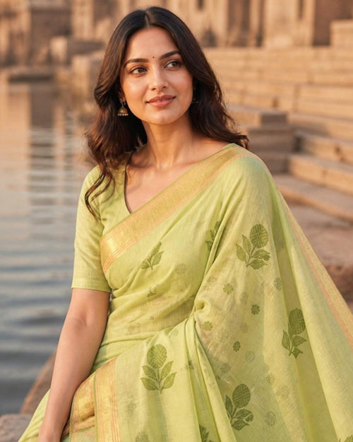 Styled image: Dhani Chanderi Silk & Cotton Saree, pallu view