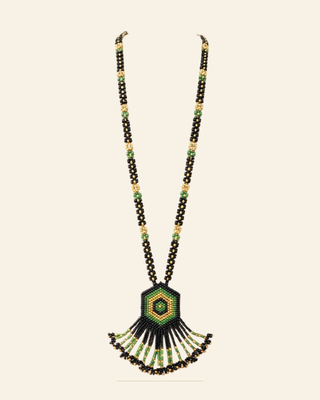 Handcrafted Long Beaded Mangalsutra Set with Earrings — Saptadhārā studio