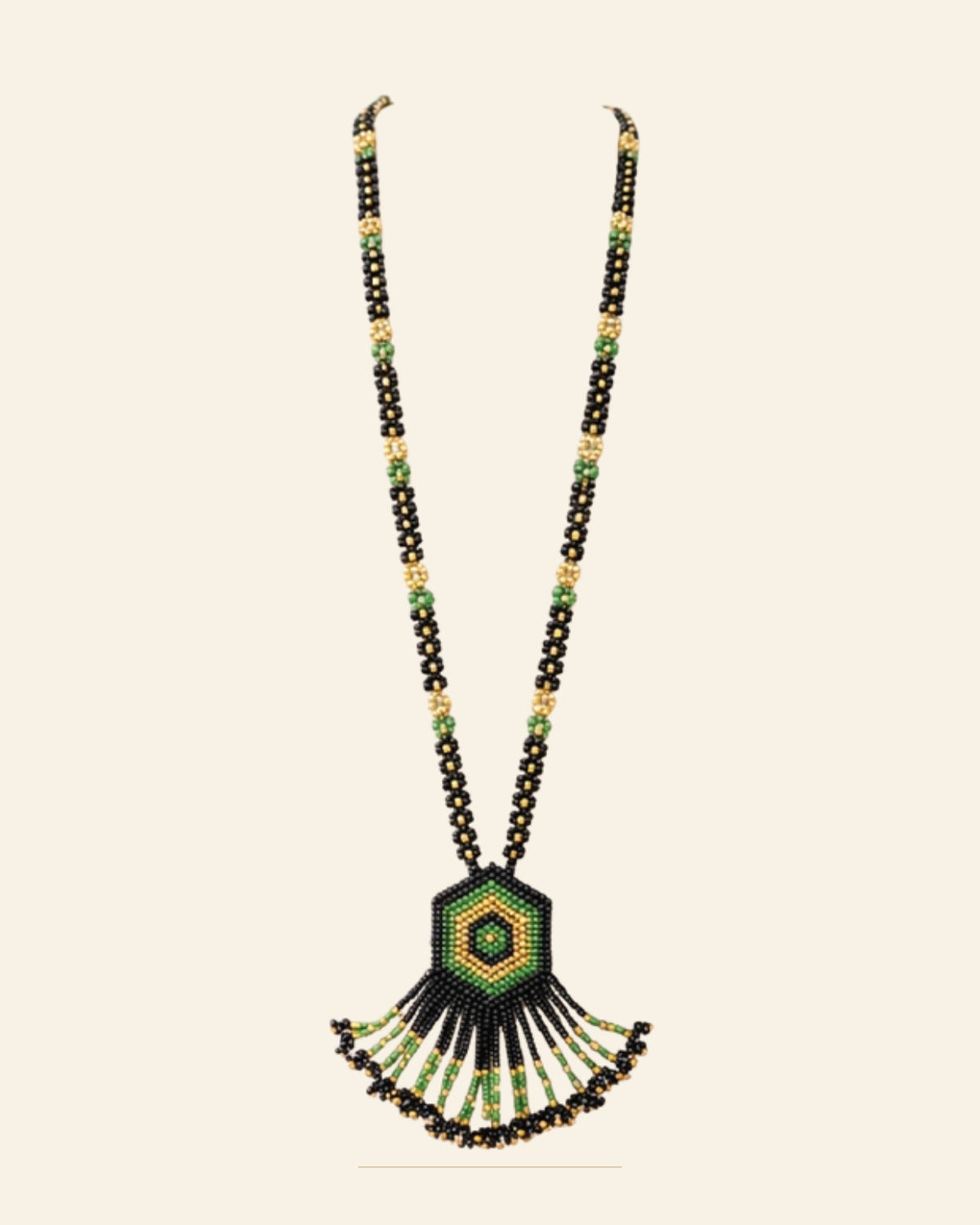 Handcrafted Long Beaded Mangalsutra Set with Earrings — Saptadhārā studio