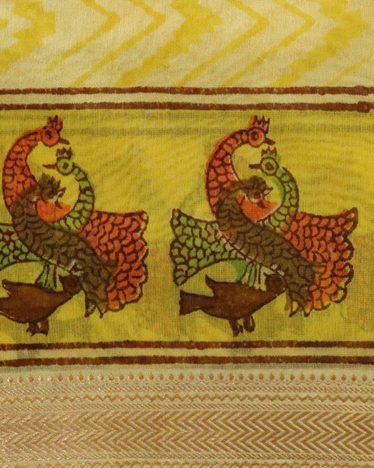 Haldi Gond Art Saree with Gond Motifs — actual fabric