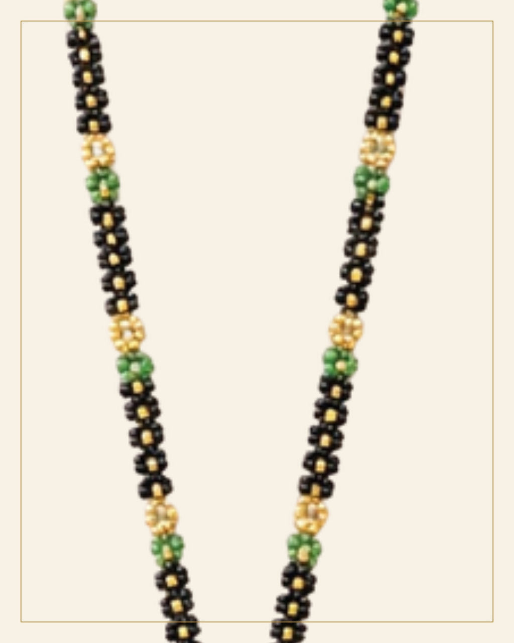 Handcrafted Long Beaded Mangalsutra Set with Earrings — Saptadhārā detail