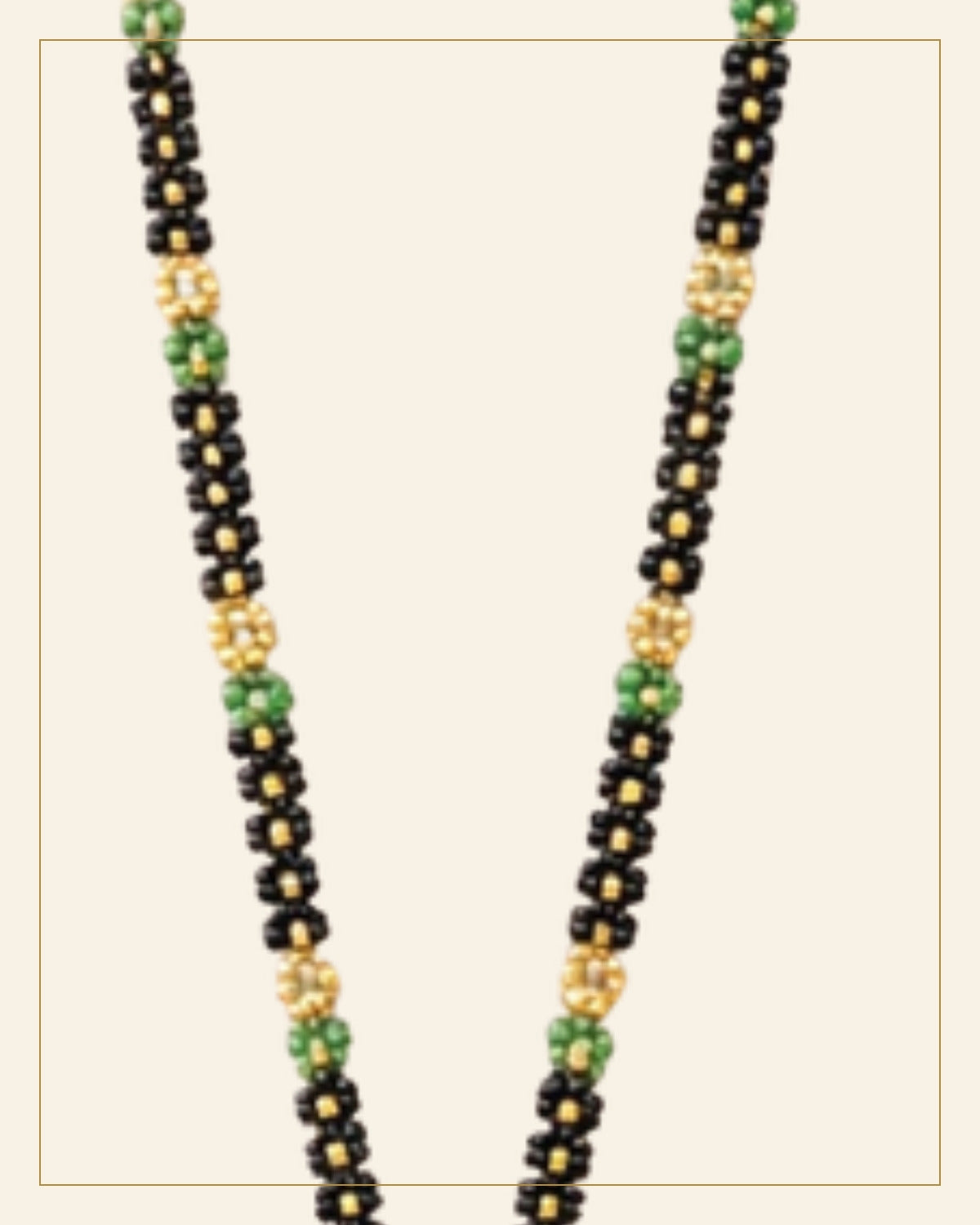 Handcrafted Long Beaded Mangalsutra Set with Earrings — Saptadhārā detail