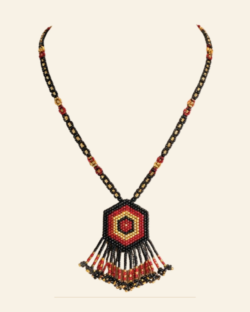 Handcrafted Long Beaded Mangalsutra Set with Earrings — Saptadhārā studio