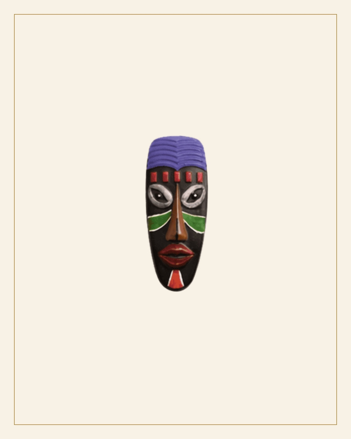 Hand-Carved & Hand-Painted Wooden Tribal Face Mask Wall Hanging (Small Size) — Saptadhārā