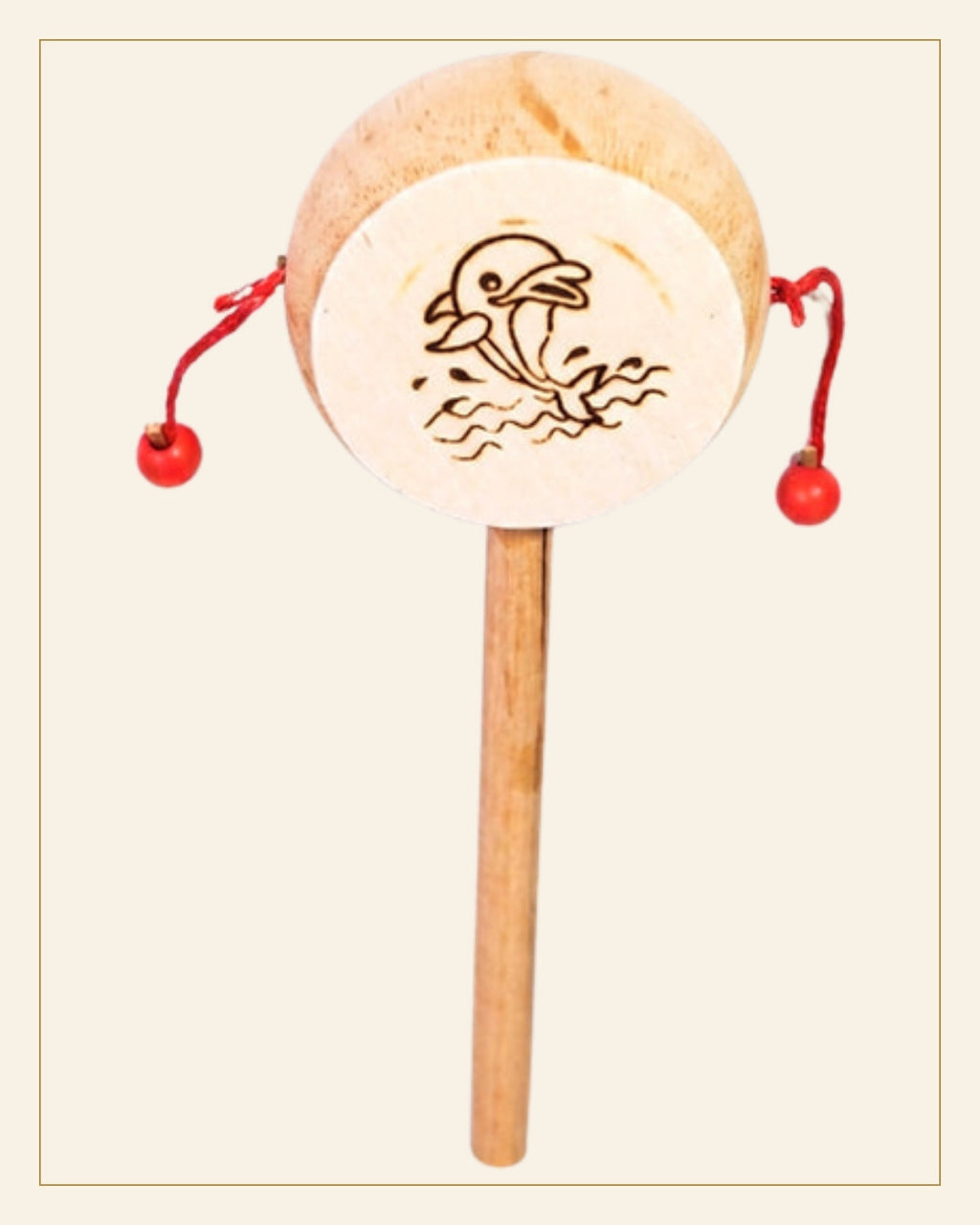 Sheesham Wooden Damru Toy · Budhni Lacquerware — Saptadhārā detail