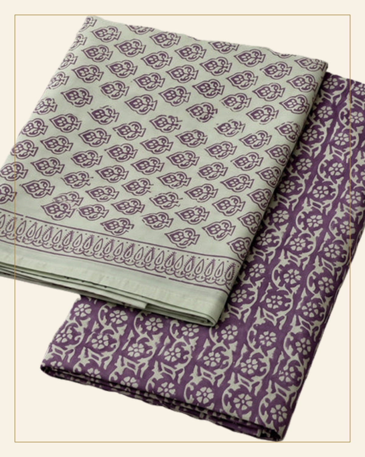 Hand Block Printed Bagh Cotton Suit – 3 Piece Unstitched — Saptadhārā detail