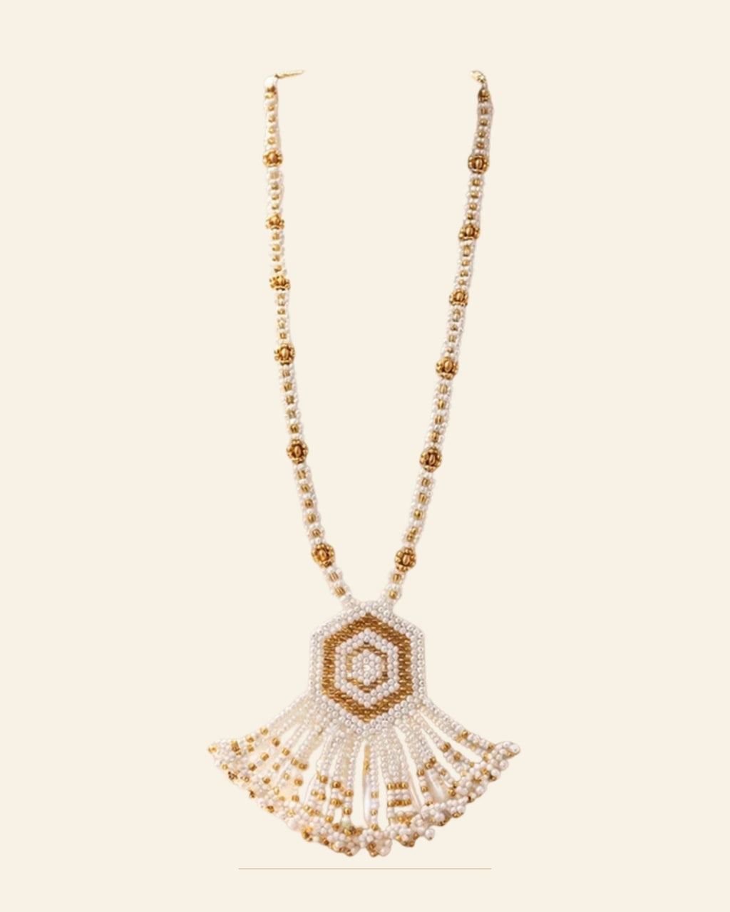 Handcrafted Long Beaded Mangalsutra Set with Earrings — Saptadhārā studio