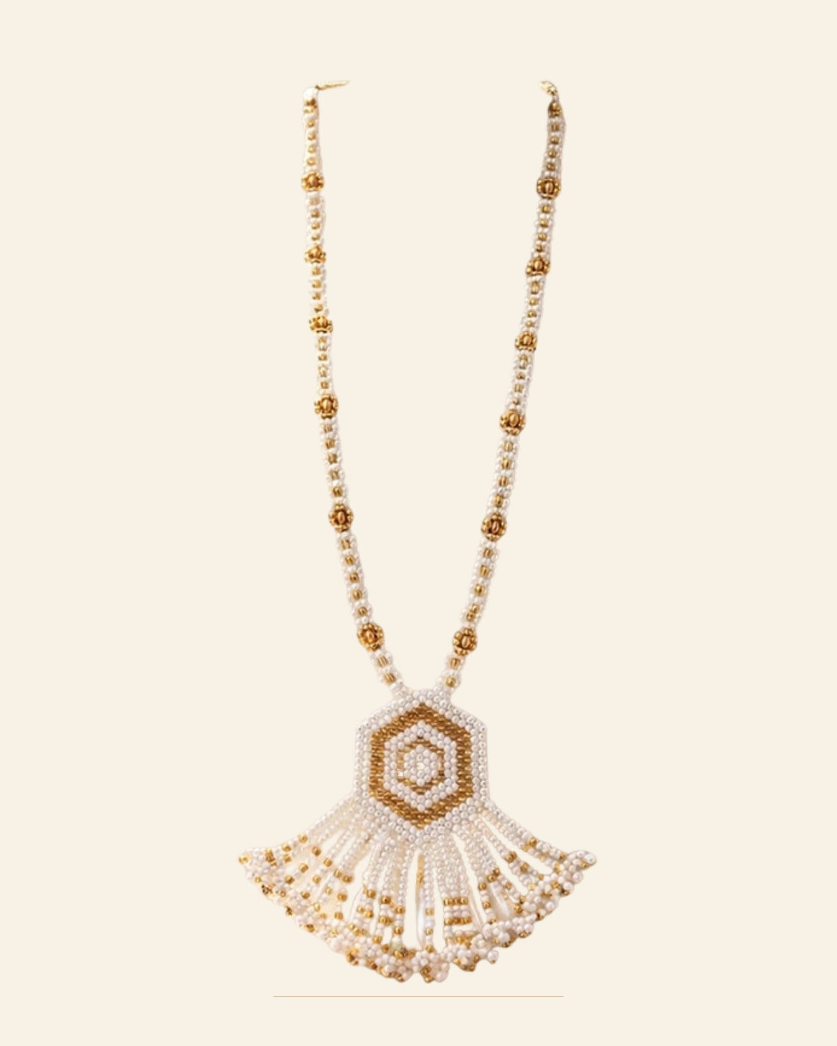 Handcrafted Long Beaded Mangalsutra Set with Earrings — Saptadhārā studio