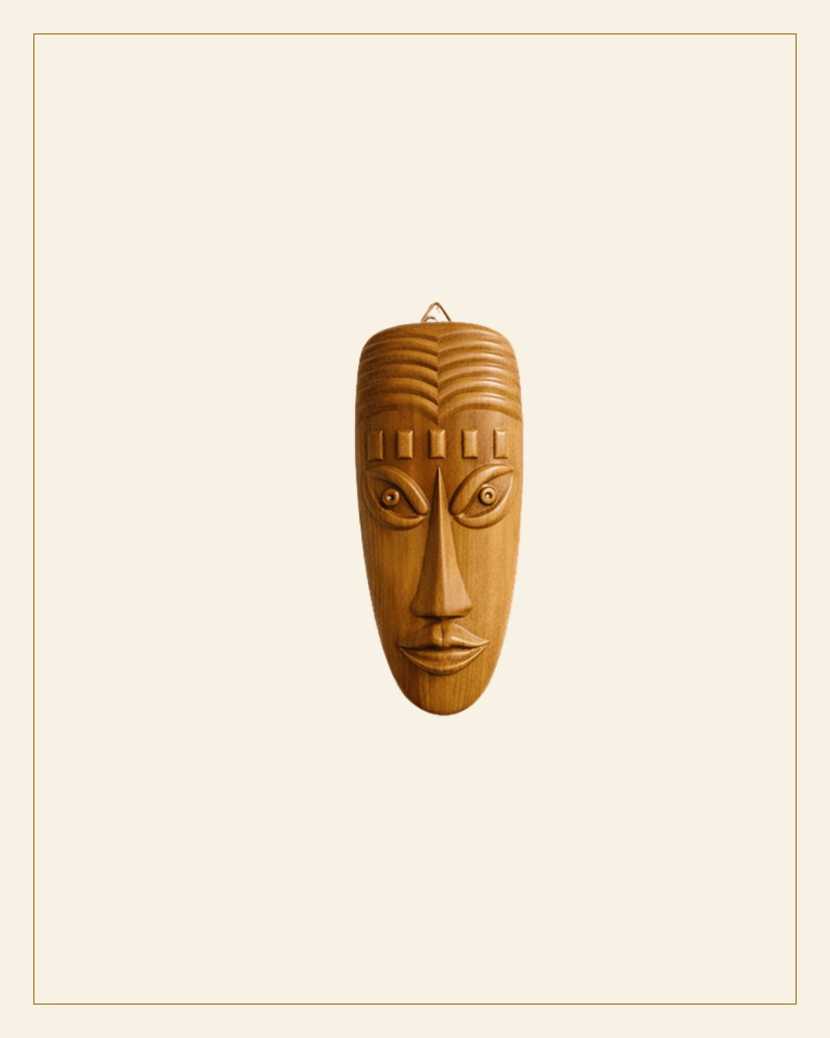 Hand-Carved Solid Teak Wood Tribal Face Mask Wall Hanging (Medium Size) — Saptadhārā
