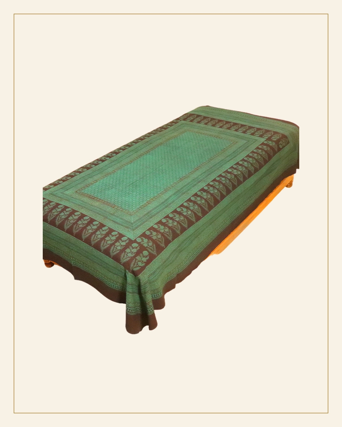Hand Block Printed Bagh Cotton Single Bed Sheet — Saptadhārā