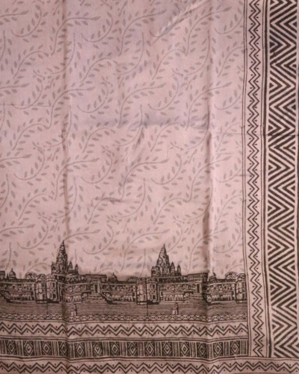 Dhuan Hand Block Print Saree — actual fabric