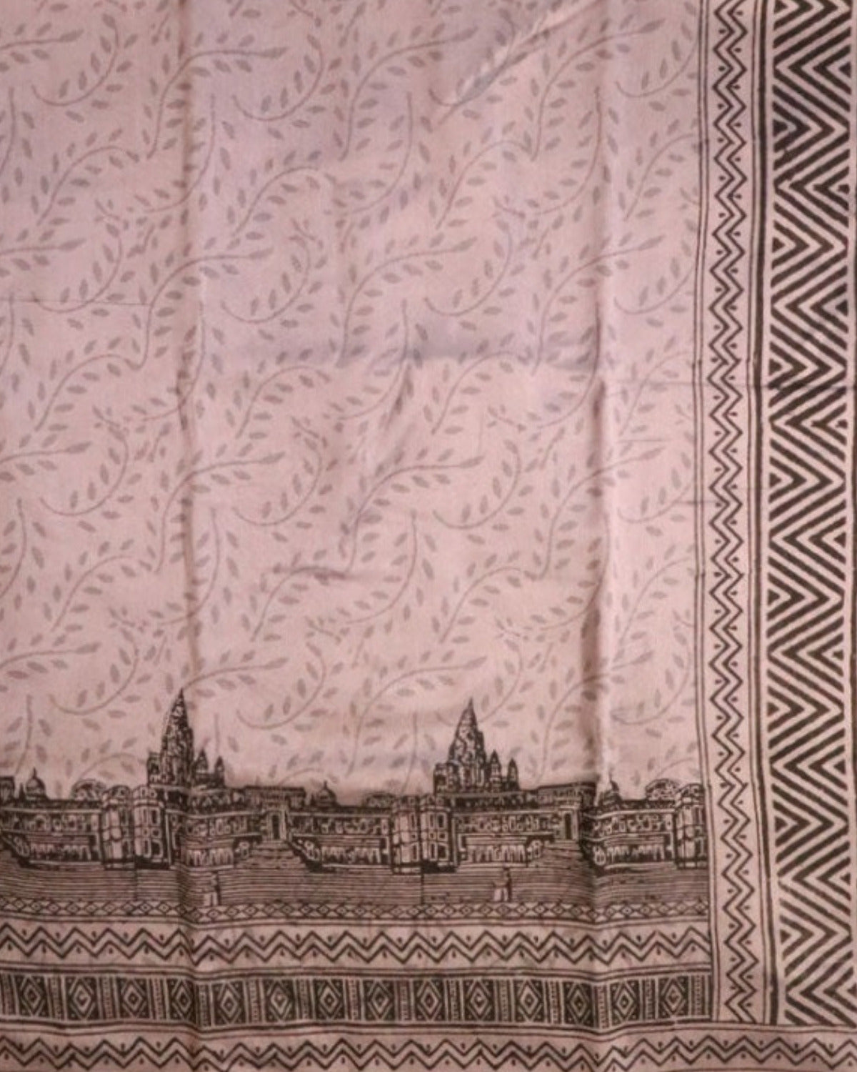 Dhuan Hand Block Print Saree — actual fabric