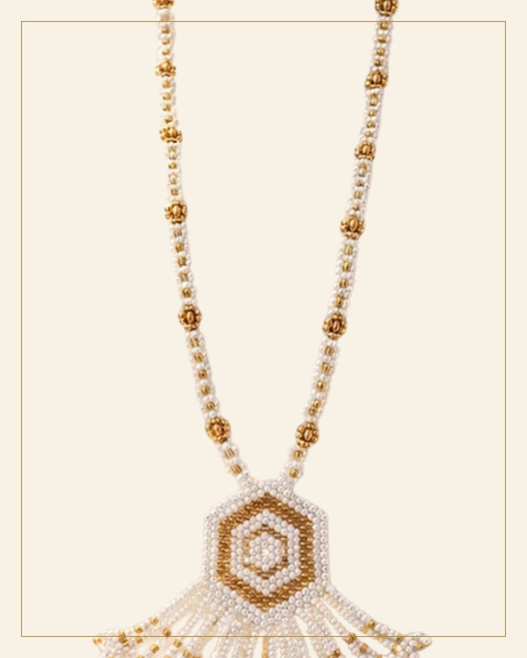 Handcrafted Long Beaded Mangalsutra Set with Earrings — Saptadhārā detail