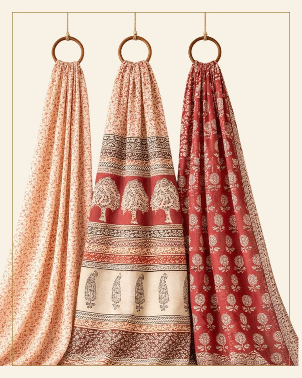 Hand Block Printed Bagh Cotton Suit – 3 Piece Unstitched — Saptadhārā detail