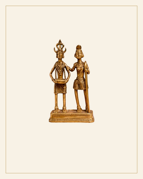 Handcrafted Brass Tribal Folk Dance Couple Showpiece – Traditional Bhareva  Bell Metal Art — Saptadhārā