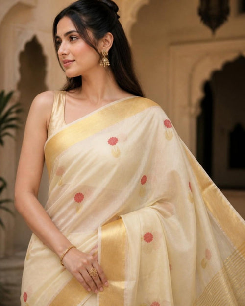 Styled image: Chandni Chanderi Silk & Cotton Saree, pallu view