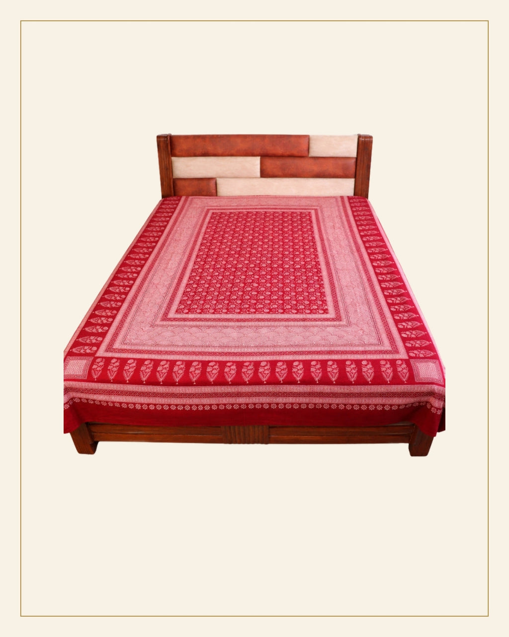 Hand Block Printed Bagh Cotton Double Bed Sheet — Saptadhārā