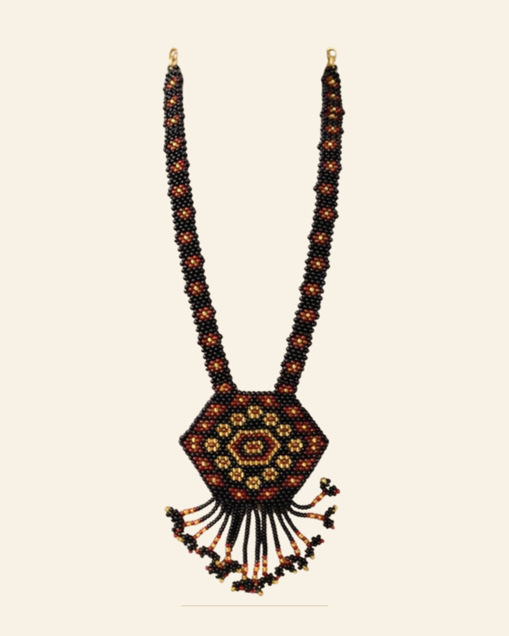 Handcrafted Geometric Beaded Mangalsutra Set with Earrings — Saptadhārā studio